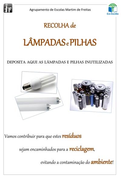 Cartaz lampadas e pilhas